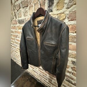 Marc New York Dark Brown Leather Bomber Jacket